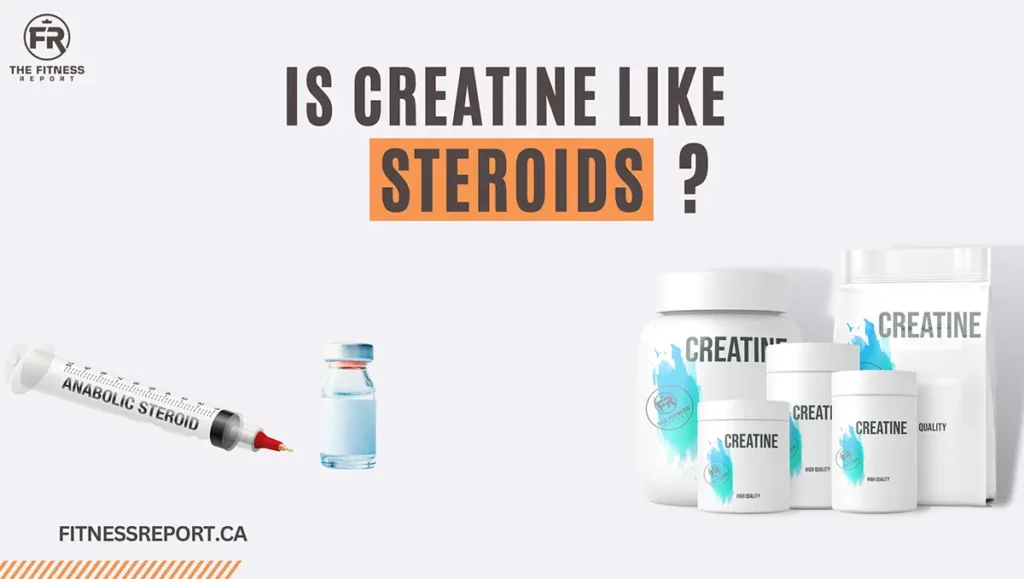 a vial of anabolic steroids with a syringe and containers of creatine.