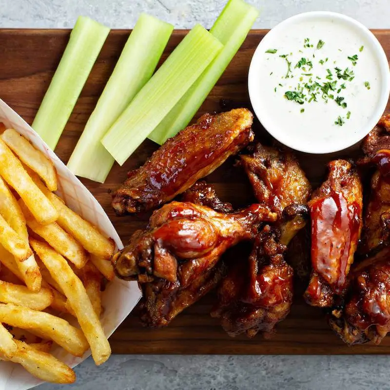 chicken wings with french fries