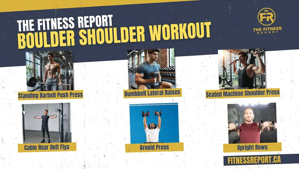 Different shoulder exercises being performed by athletes.